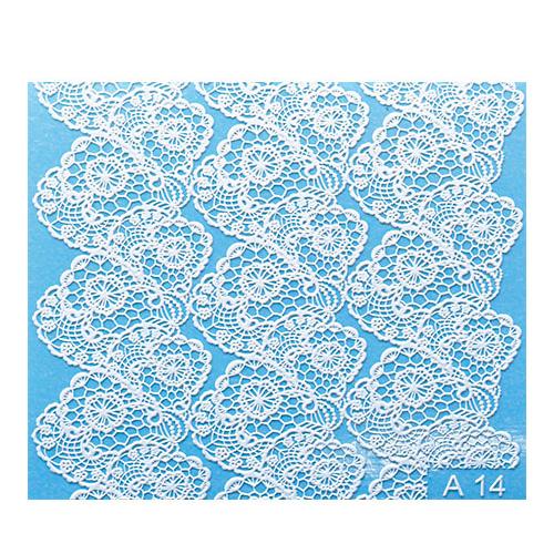 Milvart 3D White A14 Water Transfer Nail Art Decal Lace design can be used on nail varnish or gel polish