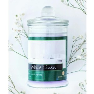 C4O-0009 - White Linen Scented Candle in Glass Jar – 150 ml
