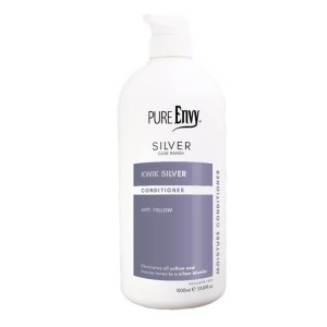 Pure Envy Kwik Silver Conditioner 1L - Enhances and brightens grey, blonde, and bleached hair to a silver blonde. Eliminates unwanted yellow and brassy tones
