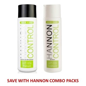 HANNON Control Anti-Frizz Duo Pack (Shampoo and Conditioner 250ml) - Fine curly or frizzy hair with fly-aways, dryness and loss of control; hair loss support