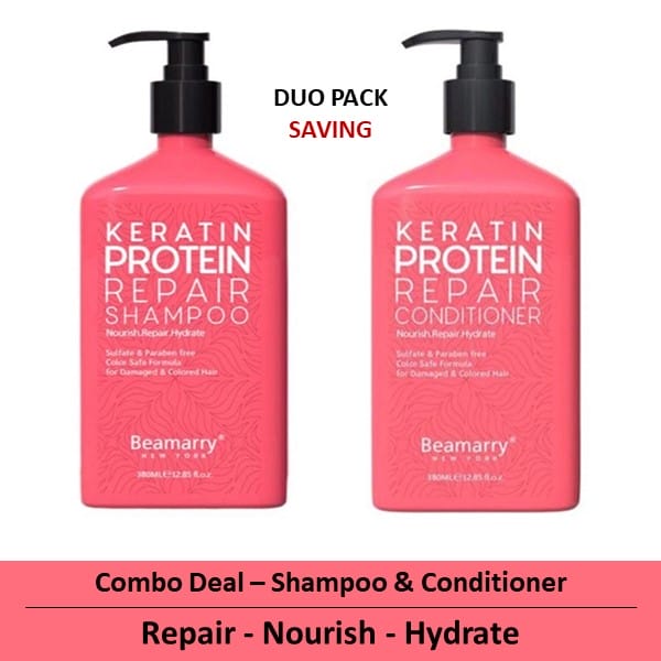 Combo-2 - Beamarry Keratin Protein Repair Shampoo & Conditioner 380ml