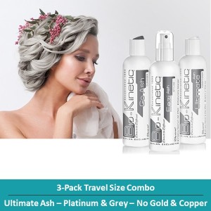 Bio-Kinetic - Ultimate Ash Travel Bundle / Pack - Platinum & Grey (Shampoo, Conditioner & Spray) - 3 x 100ml