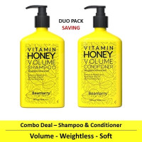 Beamarry Vitamin Honey Volume Duo (Shampoo & Conditioner) 380ml - Weightless, Volume, Soft. Sulfate & Paraben Free, Color Safe Formula for Fine & oily Hair
