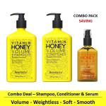 Beamarry Trio Pack - Beamarry Vitamin Honey Volume Shampoo & Conditioner 380ml & Hair Serum 110ml - Weightless, Volume, Soft. Sulfate & Paraben Free, Color Safe Formula for Fine & oily Hair