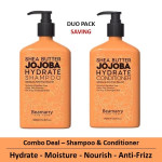 Beamarry Shea Butter Jojoba Hydrate Duo (Shampoo & Conditioner) 380ml - Moisture, Anti-Frizz, Nourish. Sulfate & Paraben Free, Color Safe Formula for Tangled Dry / Frizzed & Damaged Hair