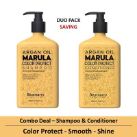 Beamarry Argan Oil Marula Color Protect Duo (Shampoo & Conditioner) 380ml - Shine, Anti-Fading, Smooth, Sulfate & Paraben Free, Color Safe Formula. Prevents Colour Fade.