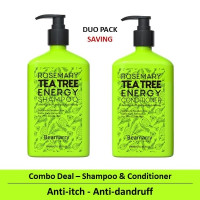 Beamarry Rosemary Tea Tree Energy Duo (Shampoo & Conditioner) 380ml - Anti-dandruff, Anti-hairloss, Anti-itching. Sulfate & Paraben Free, Color Safe Formula for Thin & Fine Hair