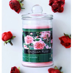C4O-0012 - English Rose Scented Candle in Glass Jar – 150 ml