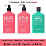 Beamarry Trio Pack - Beamarry Keratin Protein Repair Shampoo & Conditioner 380ml & Body Wash - Nourishing, Repair, Hydrate. Sulfate & Paraben Free, Color Safe Formula for Dry & Damaged Hair