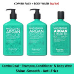 Beamarry Trio Pack - Beamarry Macadamia Argan Smooth Shampoo & Conditioner 380ml & Body Wash - Shine, Smooth, Anti-Frizz. Sulfate & Paraben Free, Color Safe Formula for All Hair Types