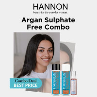 HANNON Argan Sulphate Free - Trio Pack (Argan oil Sulphate Free Shampoo & Conditioner, Silicone Smoothing serum)