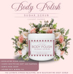 Pure Envy Body Polish Burning Cherries Sugar Scrub 500ml - Mineral oil infused, body polish exfoliating sugar scrub