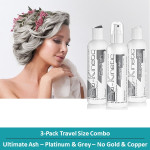 Bio-Kinetic Ultimate Ash Trio Travel Size Pack (Ash Shampoo, Ash Conditioner & Eezi Ash Spray) - Platinum & Grey Hair