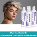 Bio-Kinetic Ultimate Blond Trio Travel Size Pack (Shampoo, Conditioner & Spray) -  Blond & Silver Hair