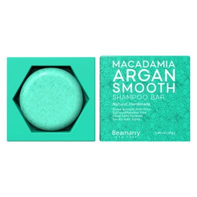 Beamarry Macadamia Argan Smooth Shampoo Bar 55g - Shine, Smooth, Anti-Frizz. Sulfate & Paraben Free, Color Safe Formula for All Hair Types