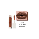 Lipstick with applicator in shade 123# Hunter, Brown Sienna, shown beside the bottle