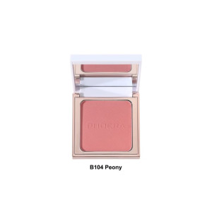 Rose pink blush in a rose-gold compact with mirror, labeled B104 Peony.