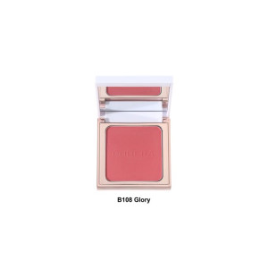 Rose blush in a gold square compact, open to show the mirror; shade labeled B108 Glory.