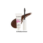 Phoera Brow Gel in 03 Medium Brown with applicator wand beside the tube.