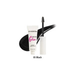 Phoera Brow Glue instant lamination lift in shade 05 Black with wand and swatch of black gel nearby