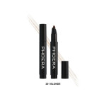 Phora dual-ended makeup pen in shade 201 Blonde with cap removed, shown on white background and a light diagonal brush stroke.