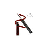 Liquid lipstick in shade 109 Rosette with applicator wand and red swatch nearby.