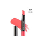 PHOERA lipstick in shade 307 Anita with the cap off, pink lipstick and swatch on a white background