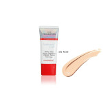 Tube of Phoera Natural Look Liquid Foundation in shade 102 Nude with a beige foundation swatch on the right side