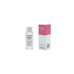PHERA makeup remover bottle with a pink-and-white box beside it, product packaging shown.