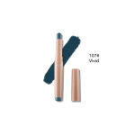 Lipstick in a rose-gold case with a blue bullet and a dark blue swatch labeled 107# Vivid