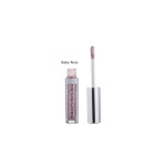 Lip gloss tube labeled 'Baby Rose' with wand applicator beside it, soft pink shimmer gloss ready to apply.