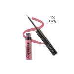 Lip liner in shade 106 Purty with a pink swash and a black Phoera eyeliner pen shown together.