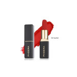 Phoera lipstick in shade 01 Scarlet with a red swatch on a white background.