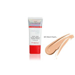 Tube of liquid foundation with red cap and 'Natural Look' label, shade 103 Warm Peach swatch beside it.