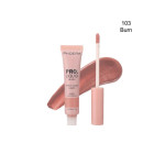 PHOERA Pro Liquid Blush in shade 103 Burn, with applicator wand and pink swatch backdrop.