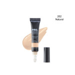 Phoera Pro. Liquid Concealer tube with beige swatch, shade 202 Natural, cap removed to reveal applicator