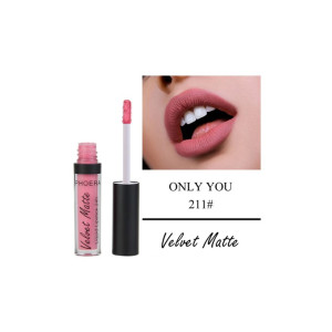 Pink Velvet Matte lipstick with applicator beside a close-up of lips wearing pink lipstick; branding reads Only You 211# and Velvet Matte.