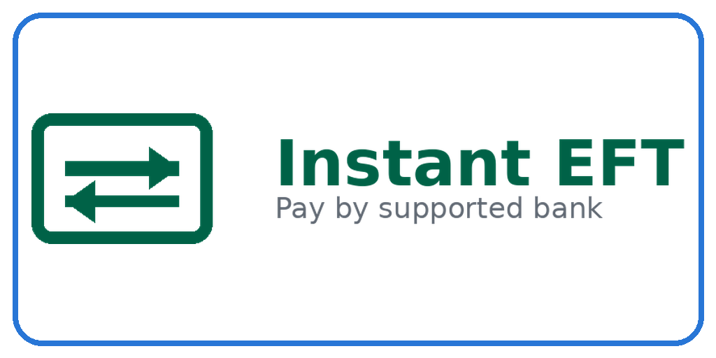 Instant EFT logo with green arrows icon and the text 'Instant EFT' and 'Pay by supported bank'
