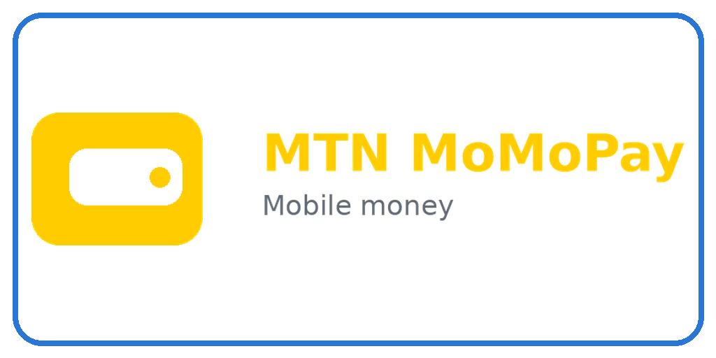 MTN MoMoPay logo with a yellow wallet icon and the text 'MTN MoMoPay' and 'Mobile money'